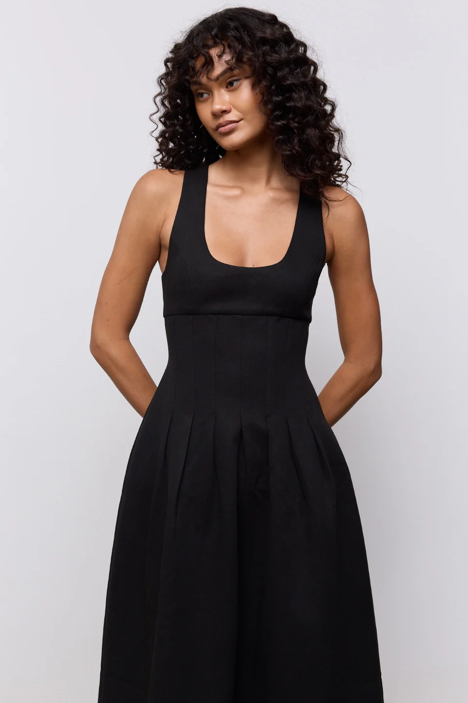 Cotton Mix Cinched Midi Dress - Image 3