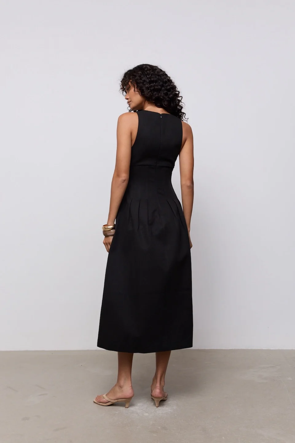 Cotton Mix Cinched Midi Dress - Image 4