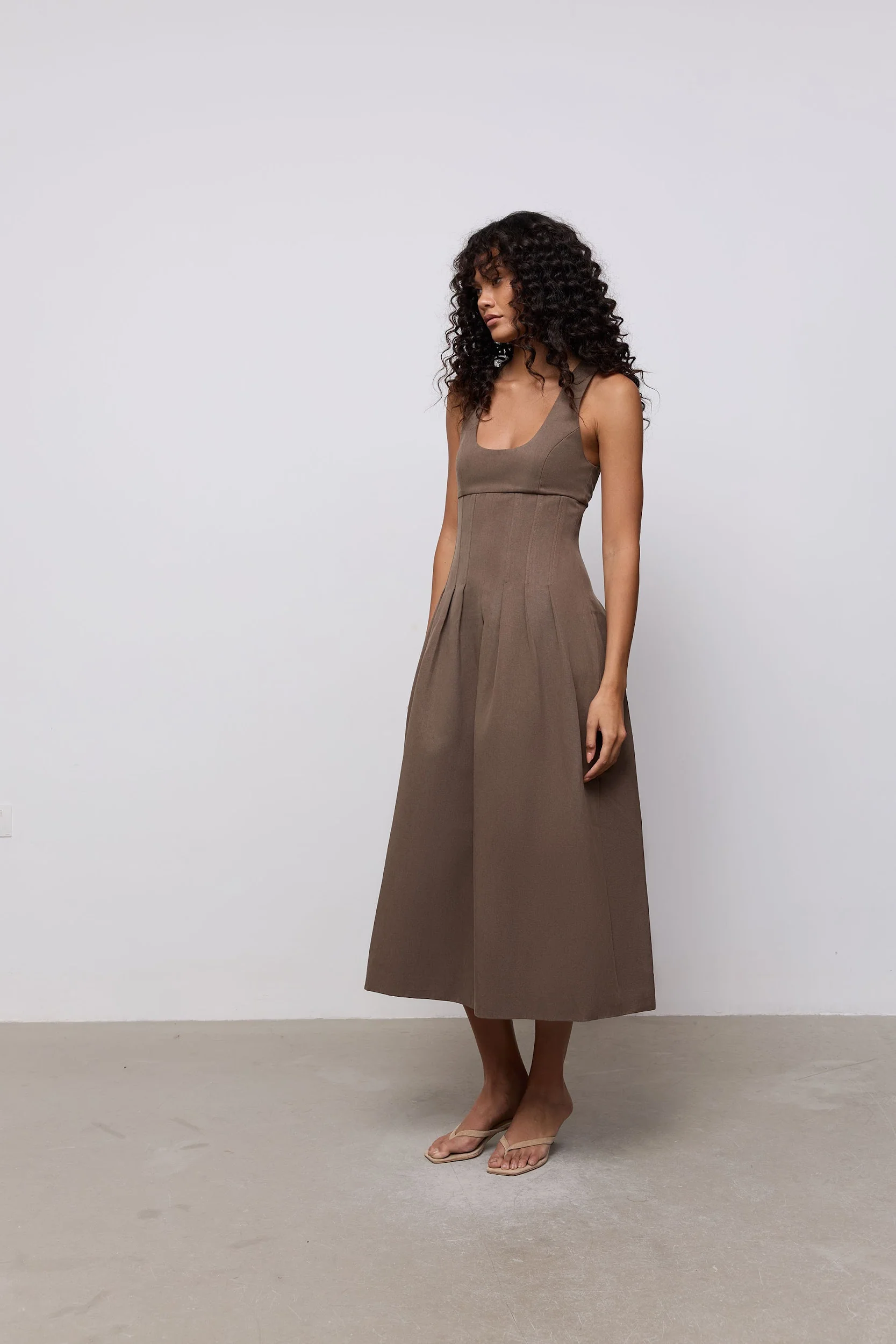 Cotton Mix Cinched Midi Dress - Image 3