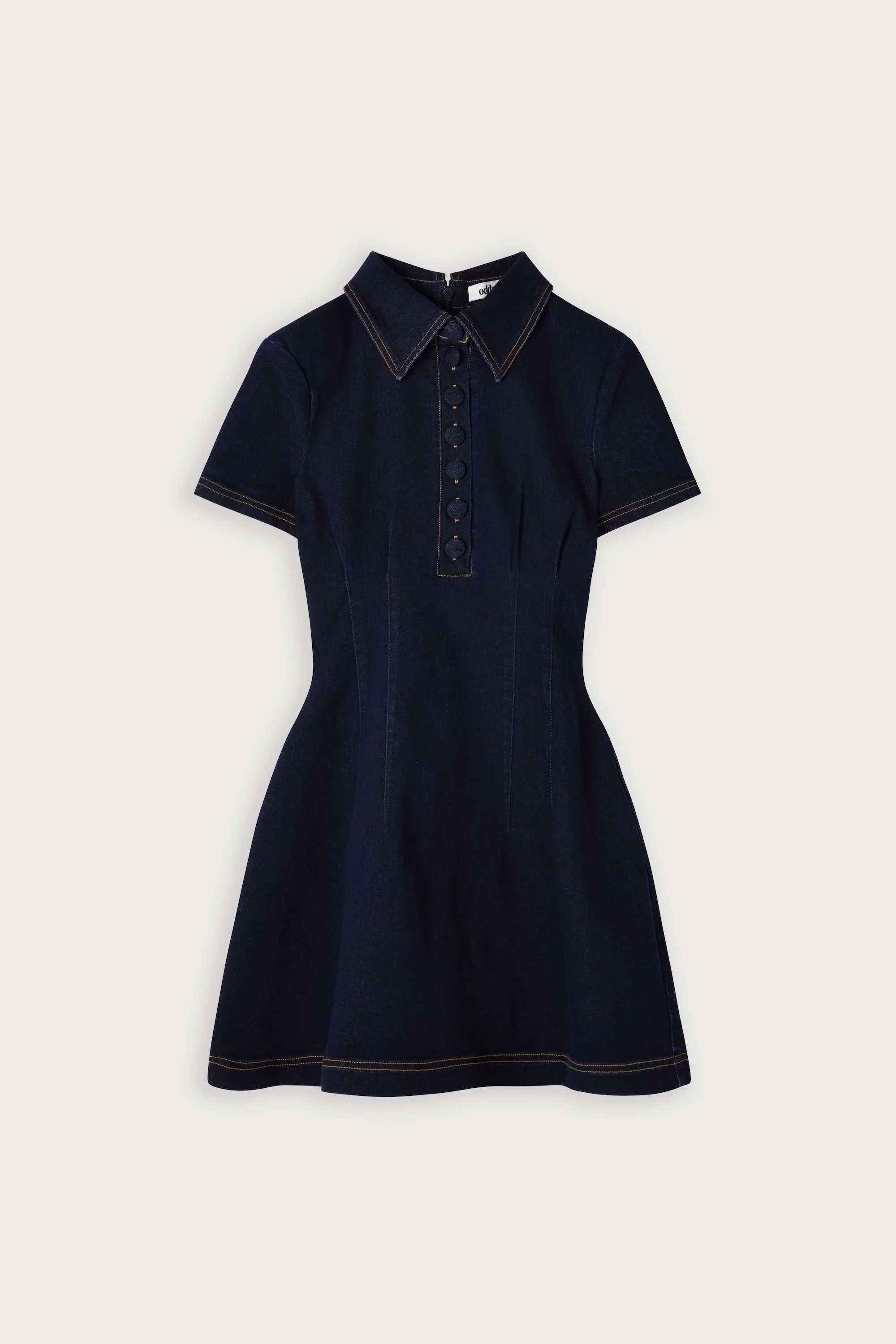 Cotton Mix Denim Collared Mini Dress - Image 6