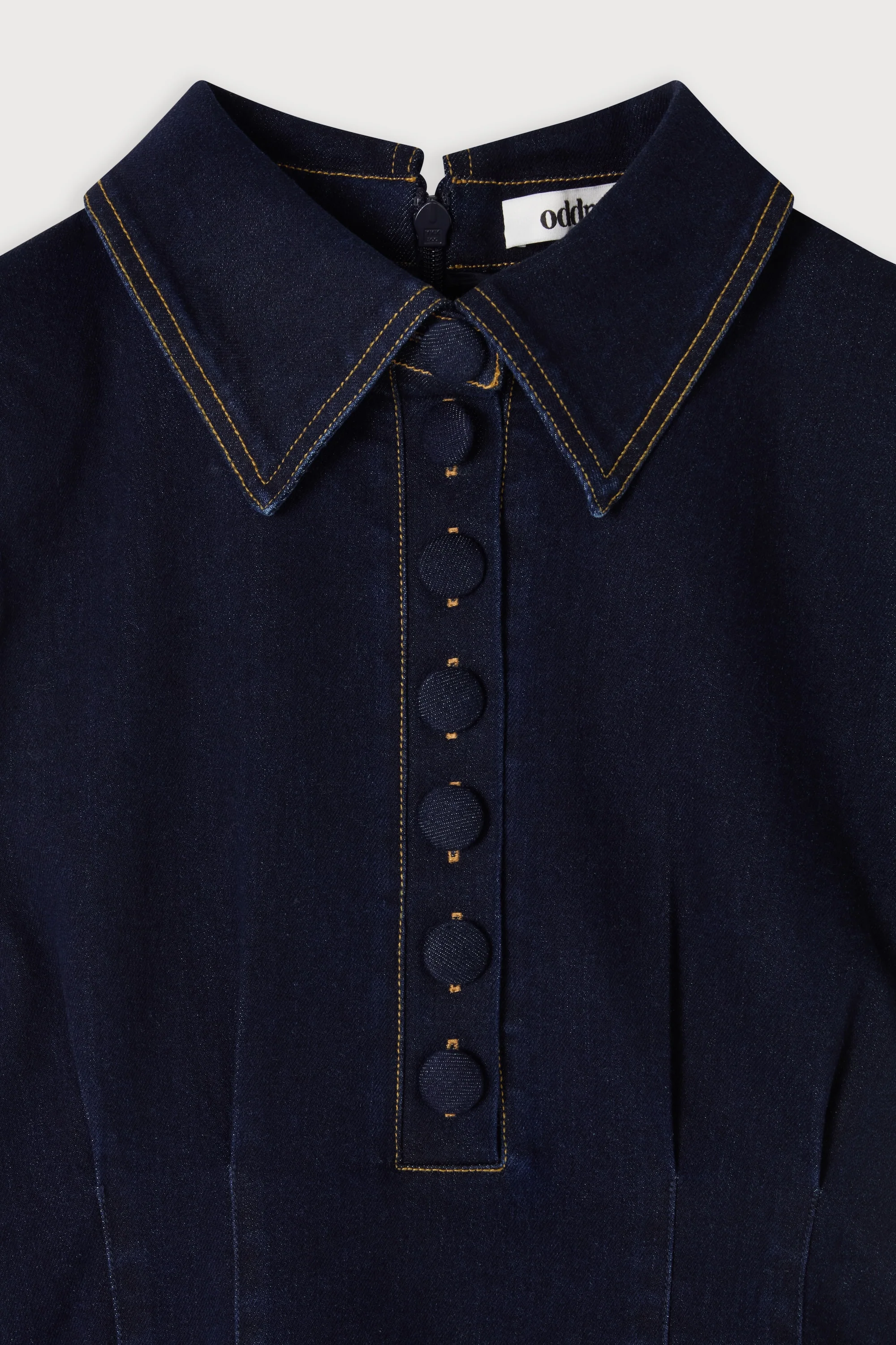 Cotton Mix Denim Collared Mini Dress - Image 7