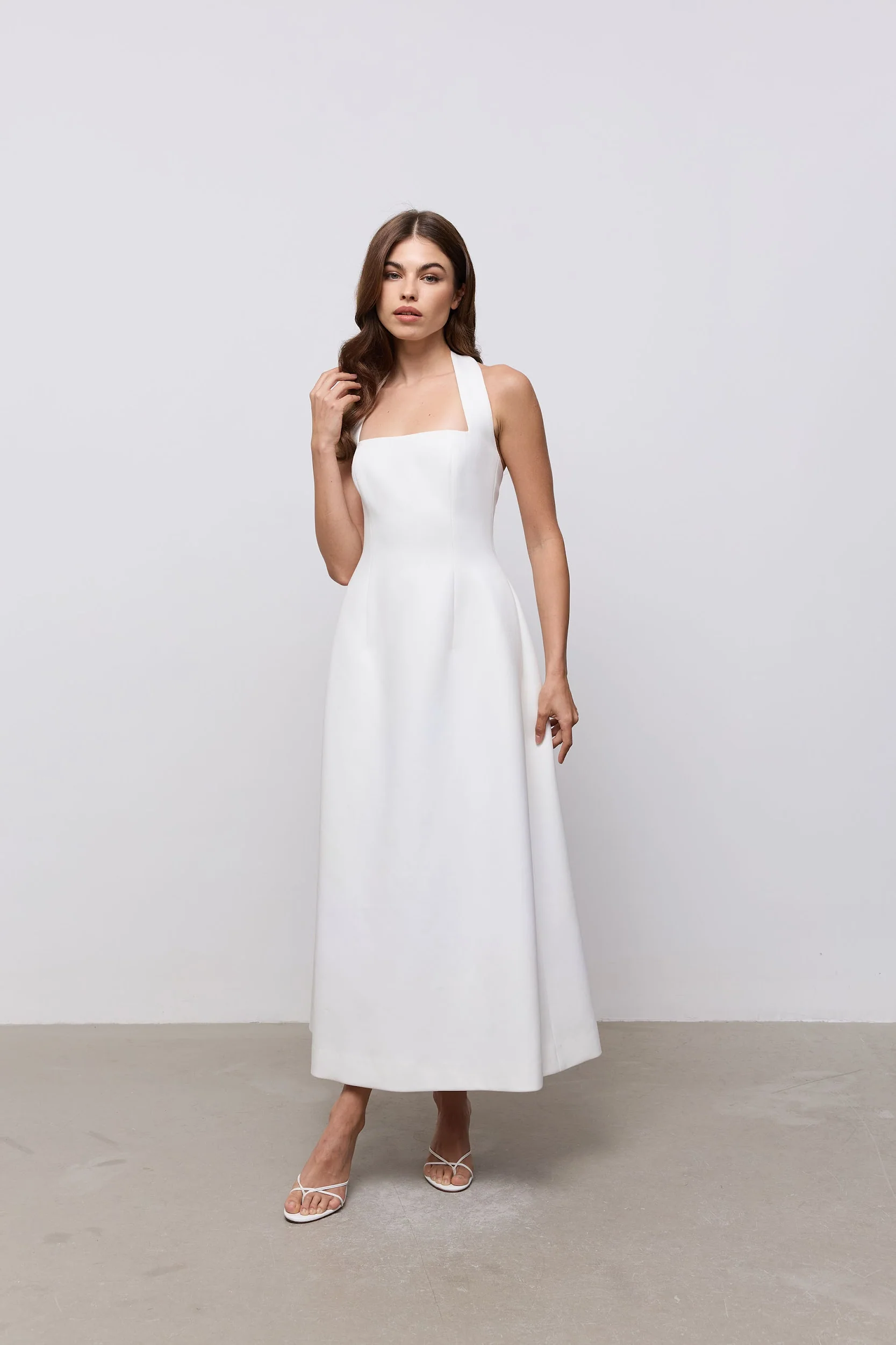Cotton Mix Halter Midi Dress - Image 4