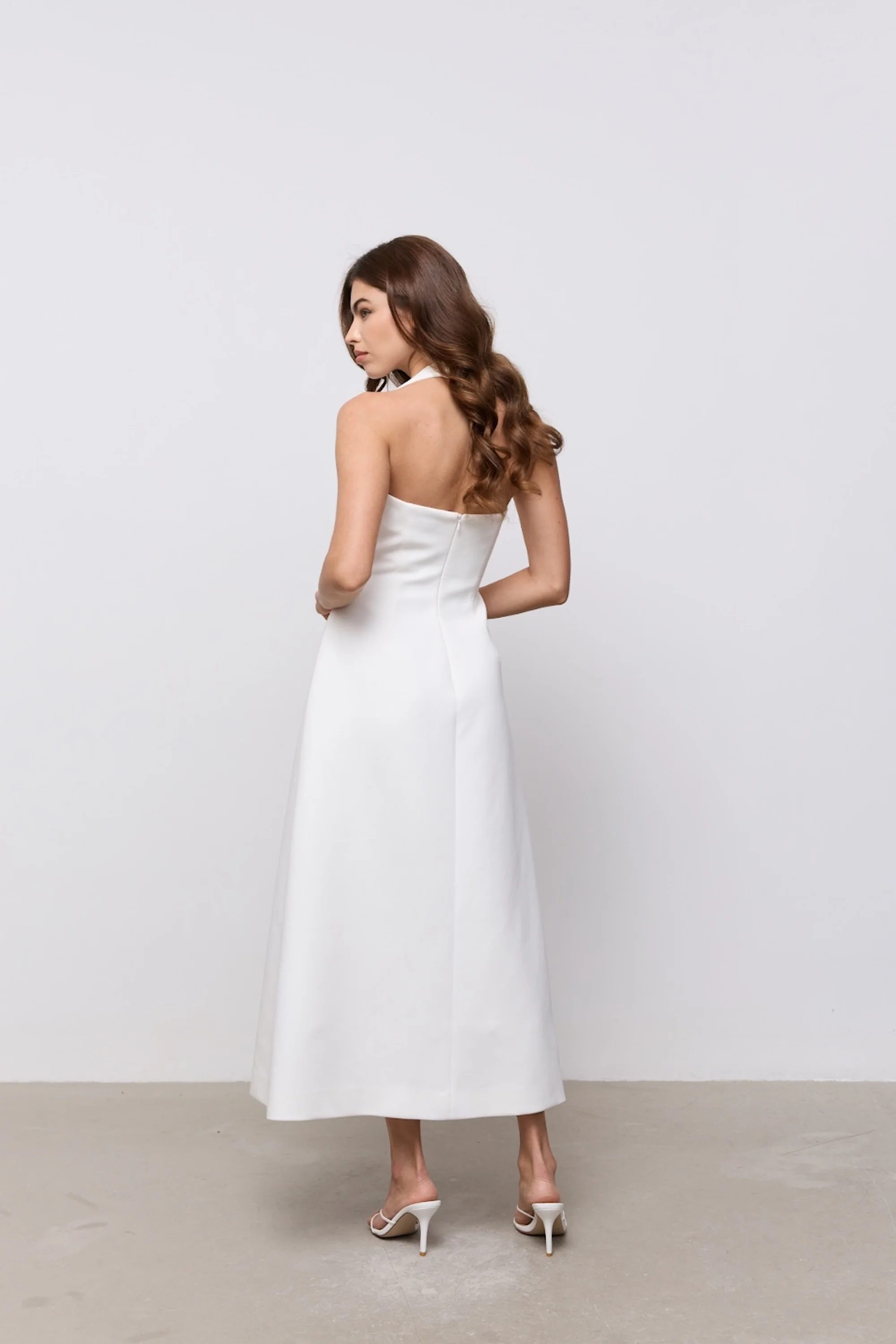 Cotton Mix Halter Midi Dress - Image 5