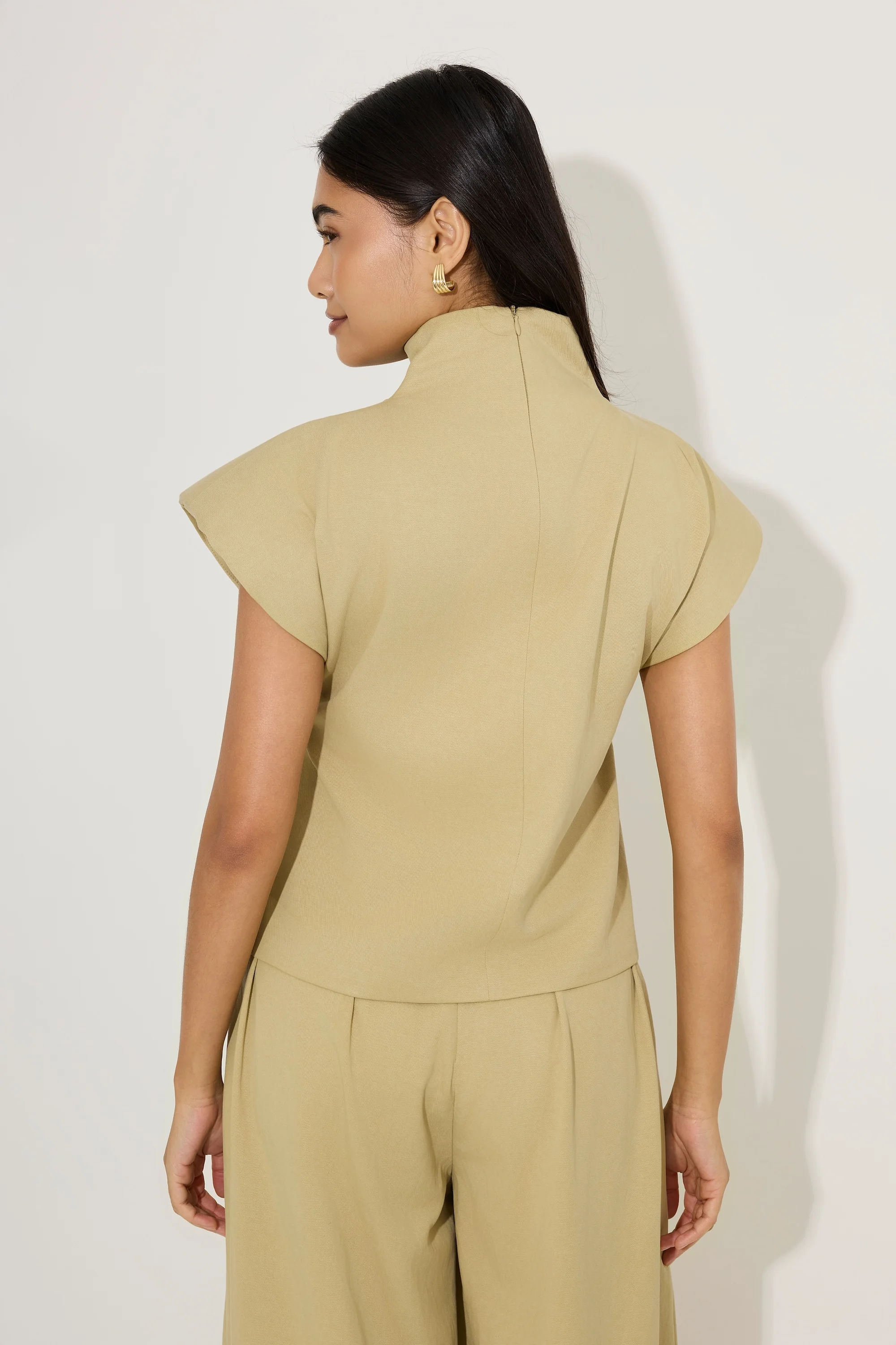 Cotton Mix High Neck Top - Image 4