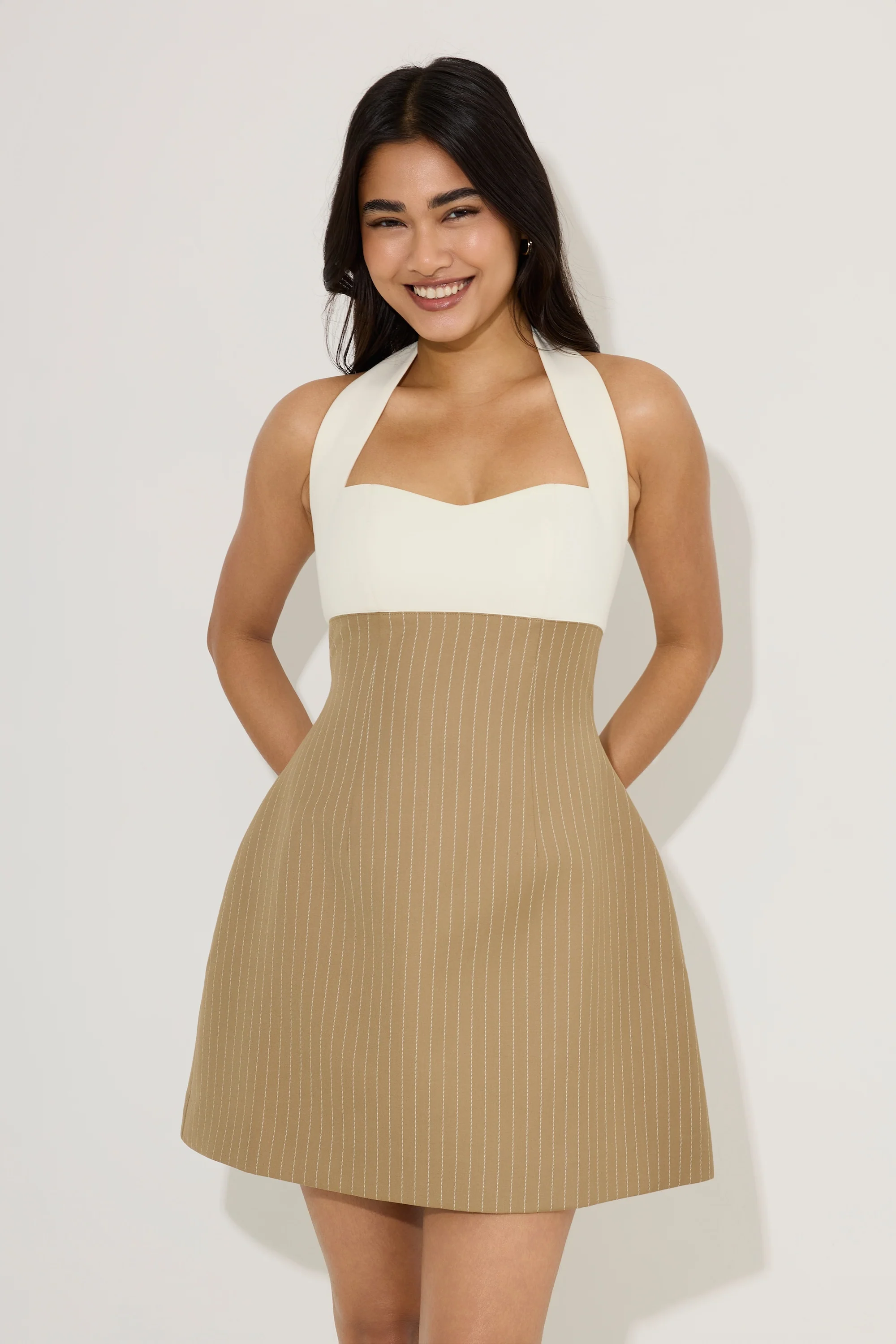 Cotton Mix Pinstripe Mini Dress