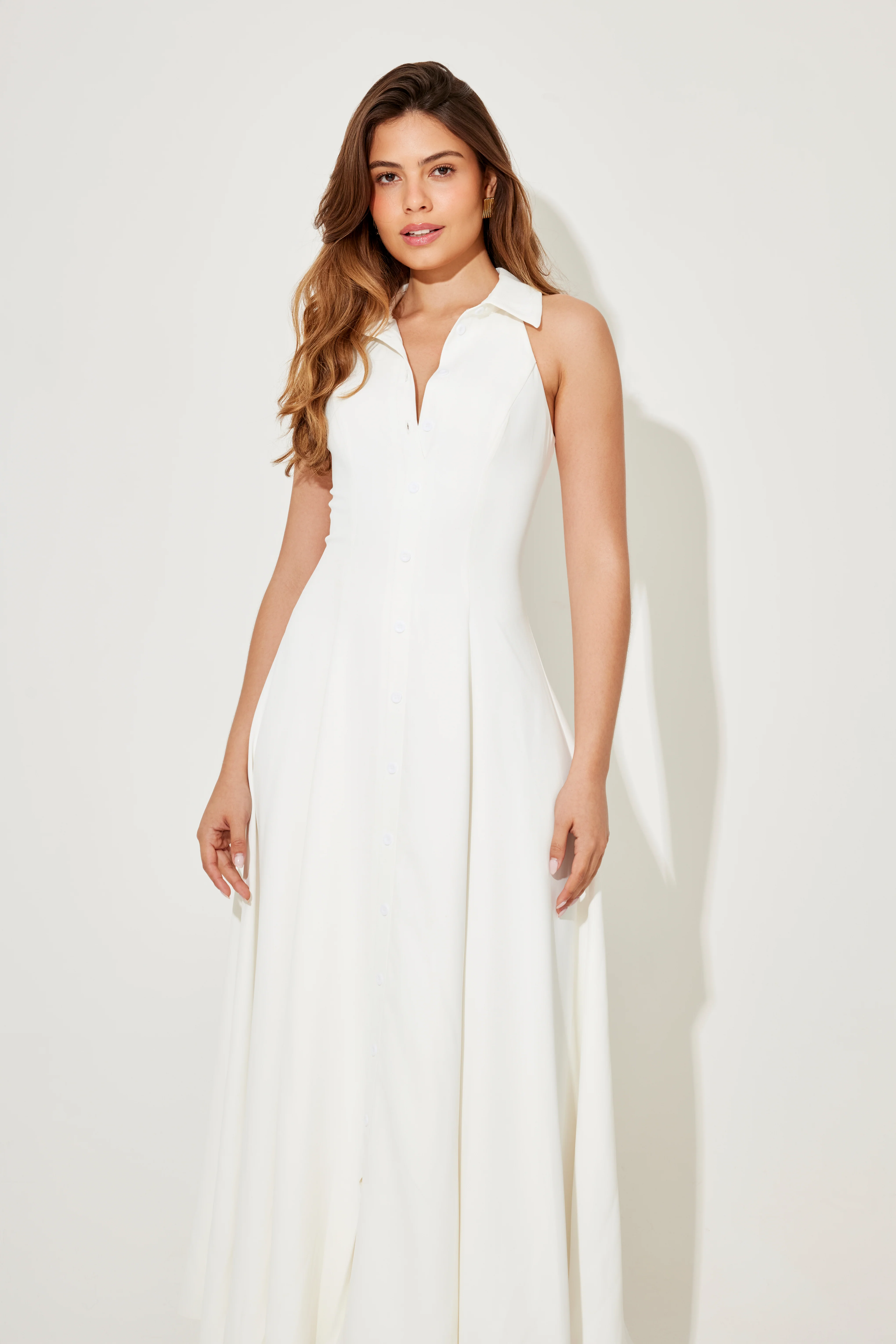 Flowy Collar Maxi Dress - Image 3