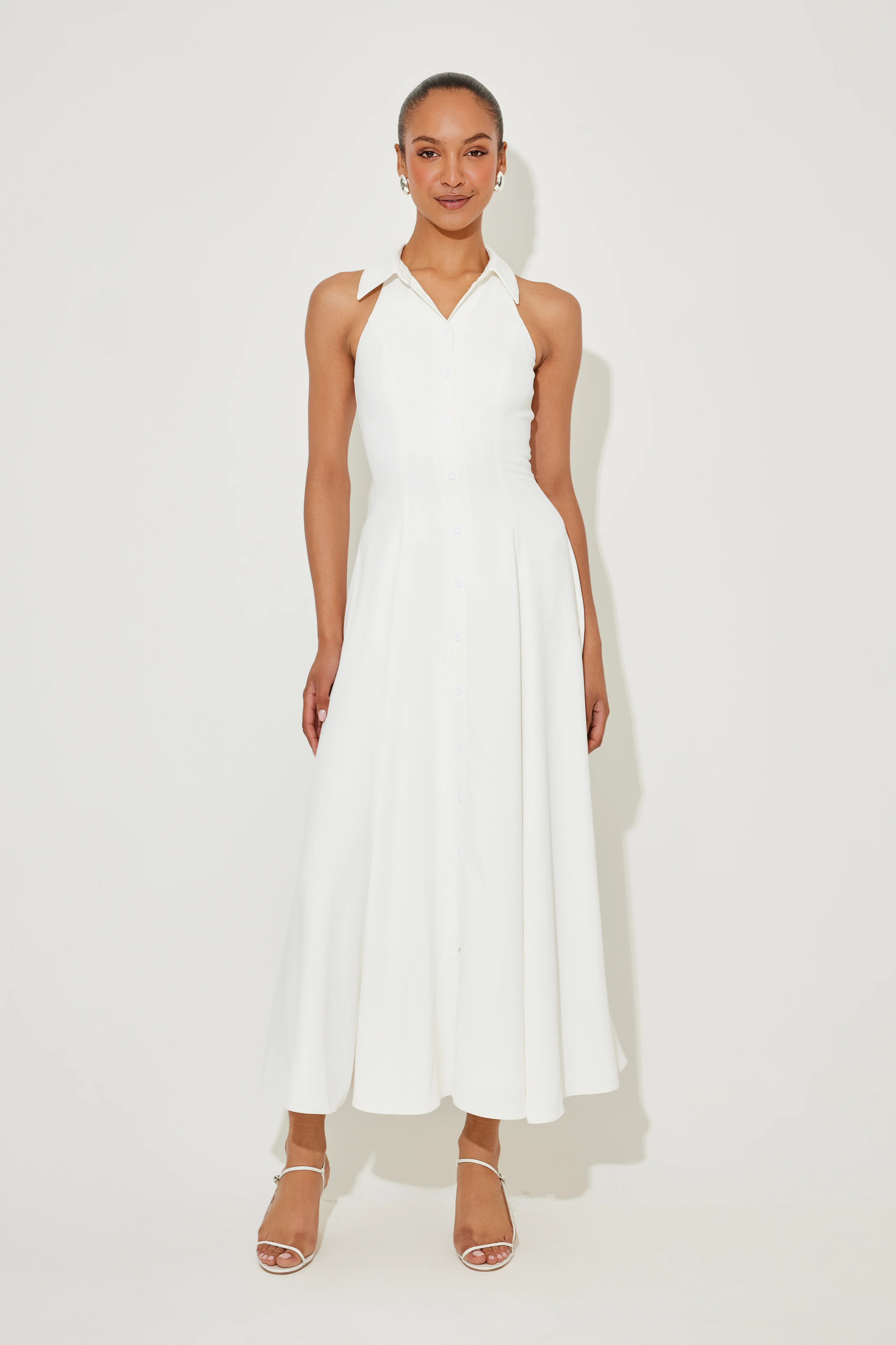 Flowy Collar Maxi Dress - Image 5