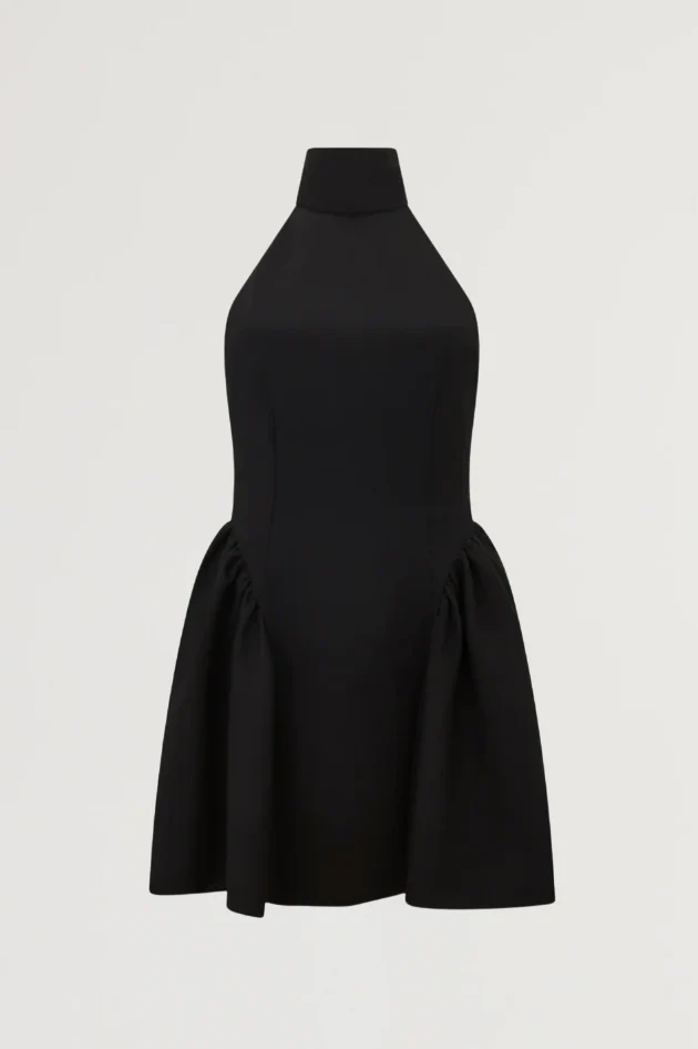 Tie Neck Gathered Detail Mini Dress - Image 6
