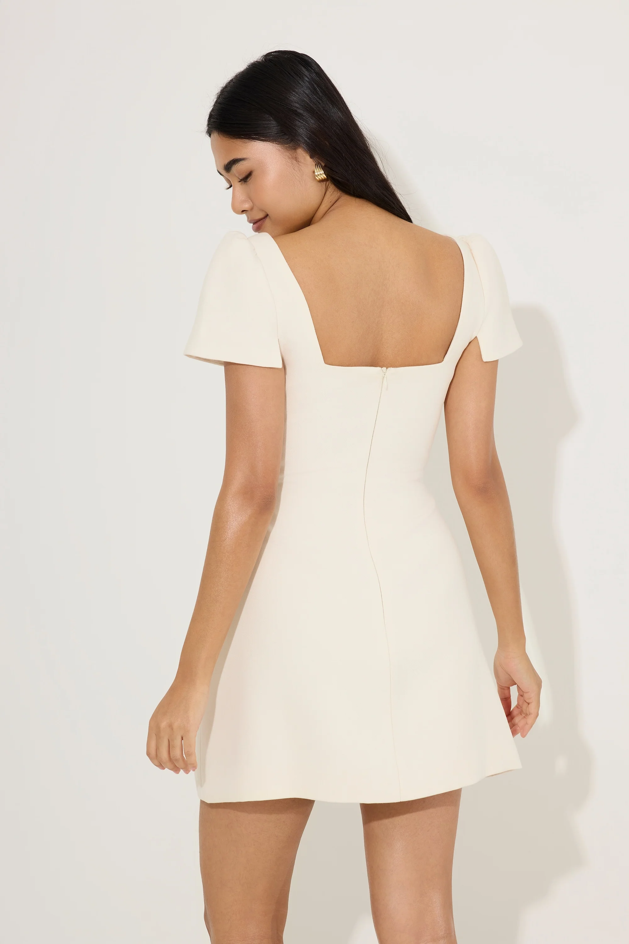 Linen Mix Square Neck Mini Dress - Image 4