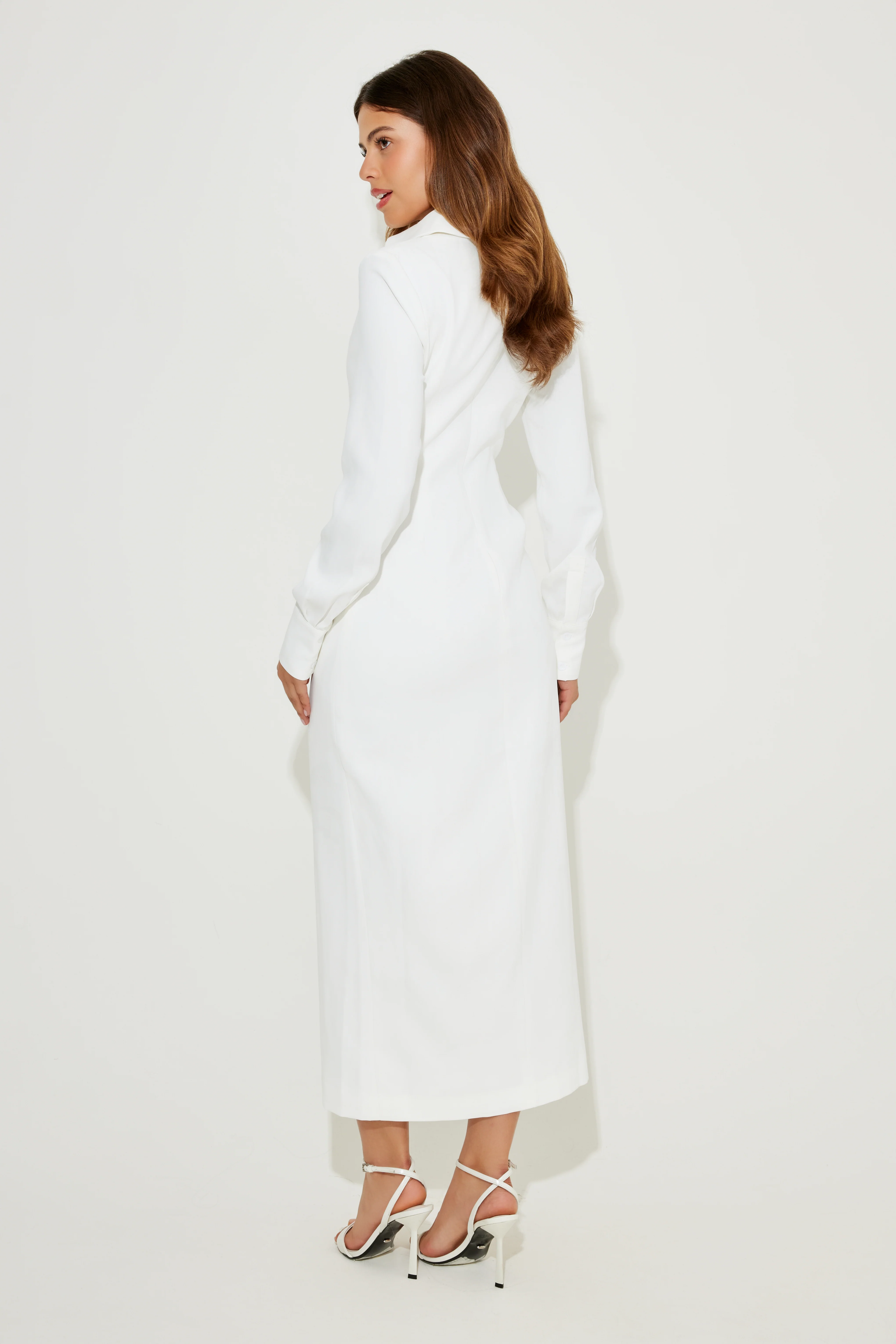 Long Sleeve Collar Maxi Dress - Image 4