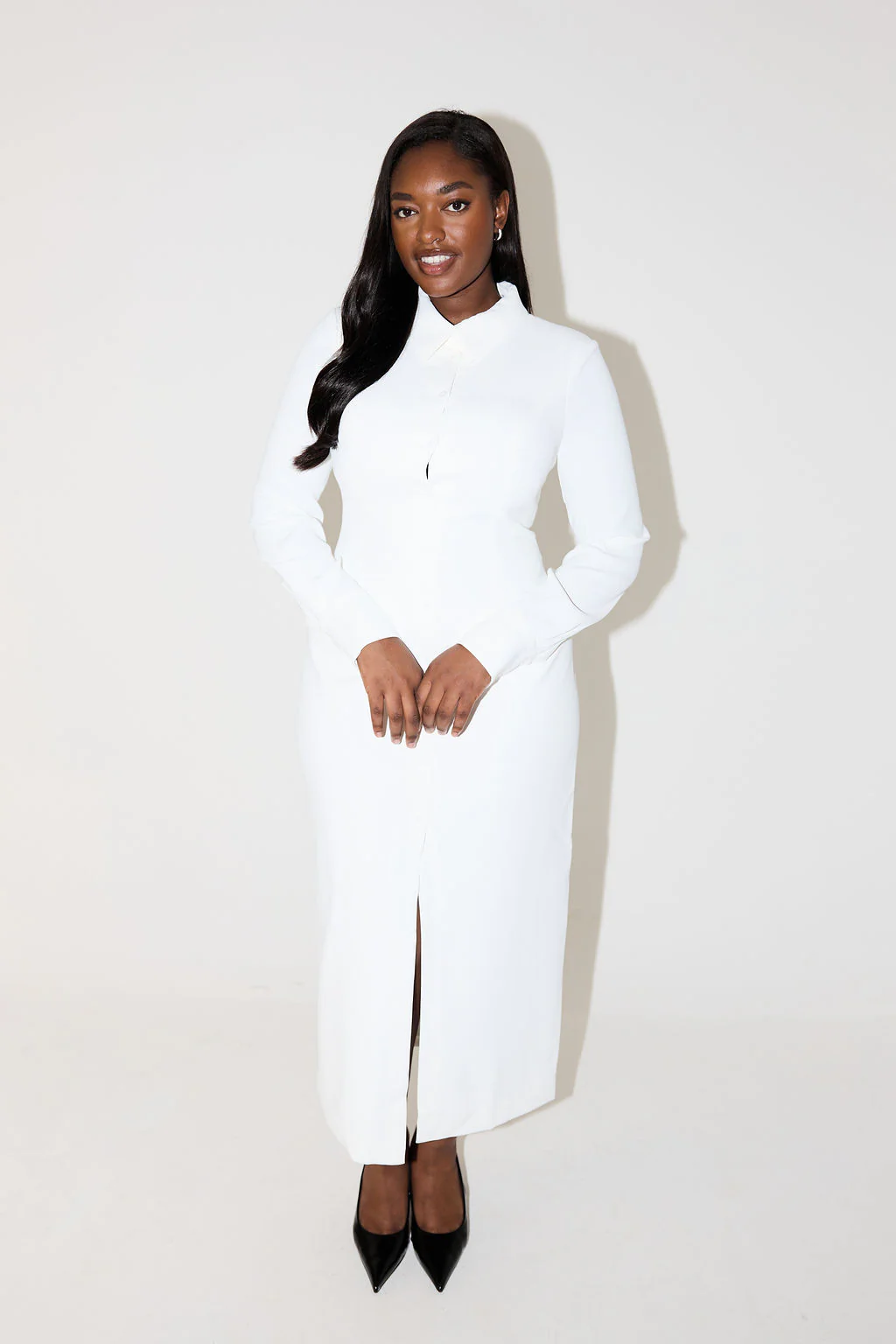 Long Sleeve Collar Maxi Dress - Image 5