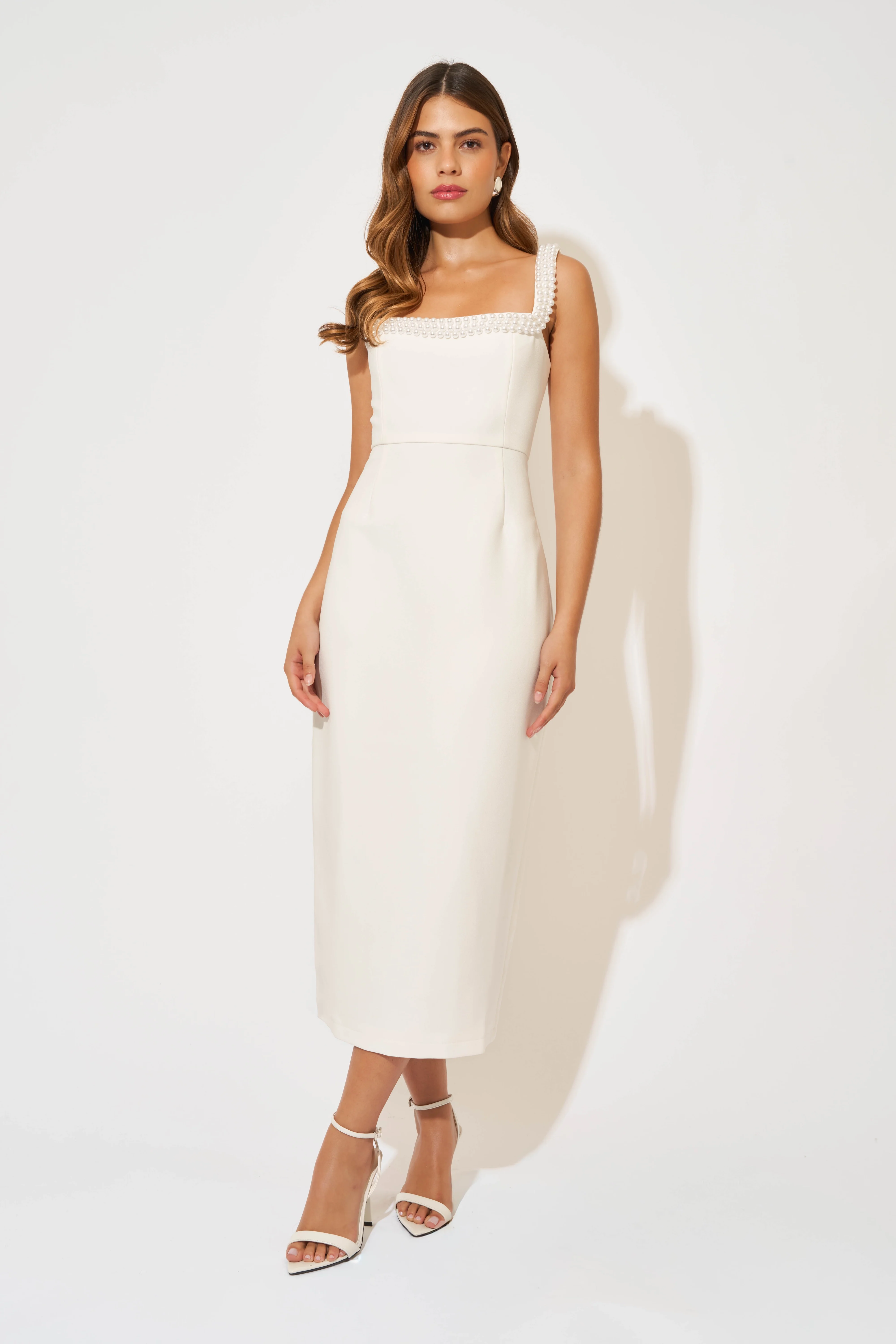 Pearl Trim Midi Dress - Image 3