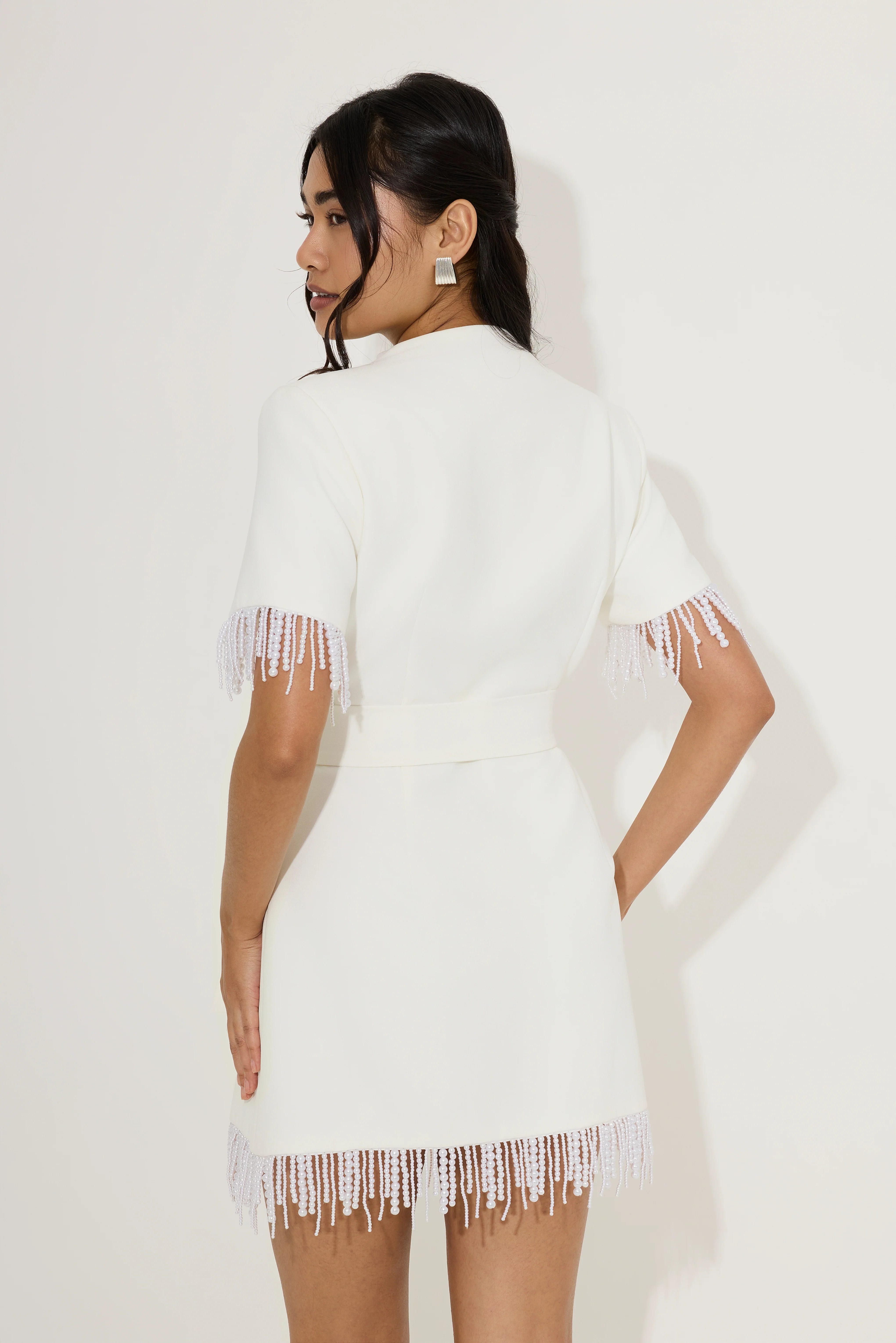 Pearl Trim Wrap Dress - Image 4