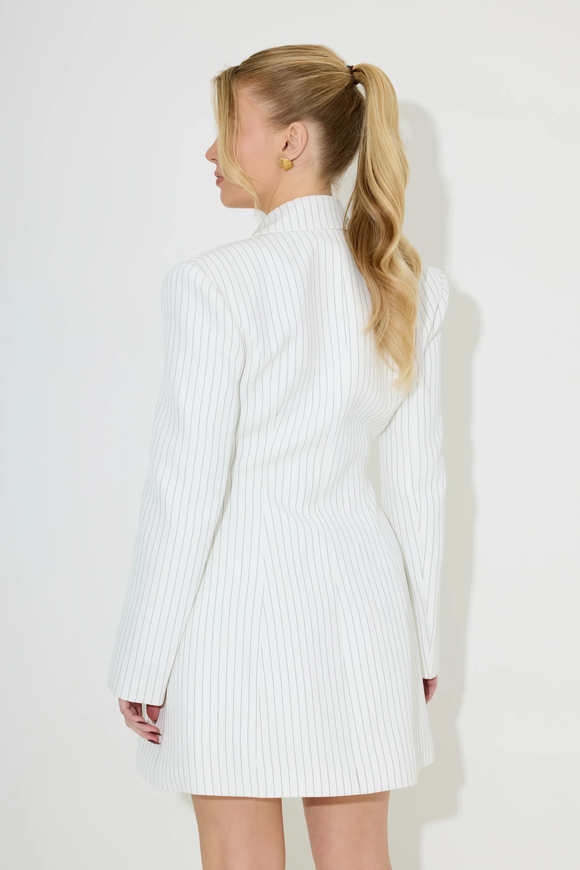 Pinstripe Tailored Blazer Dress - Image 4