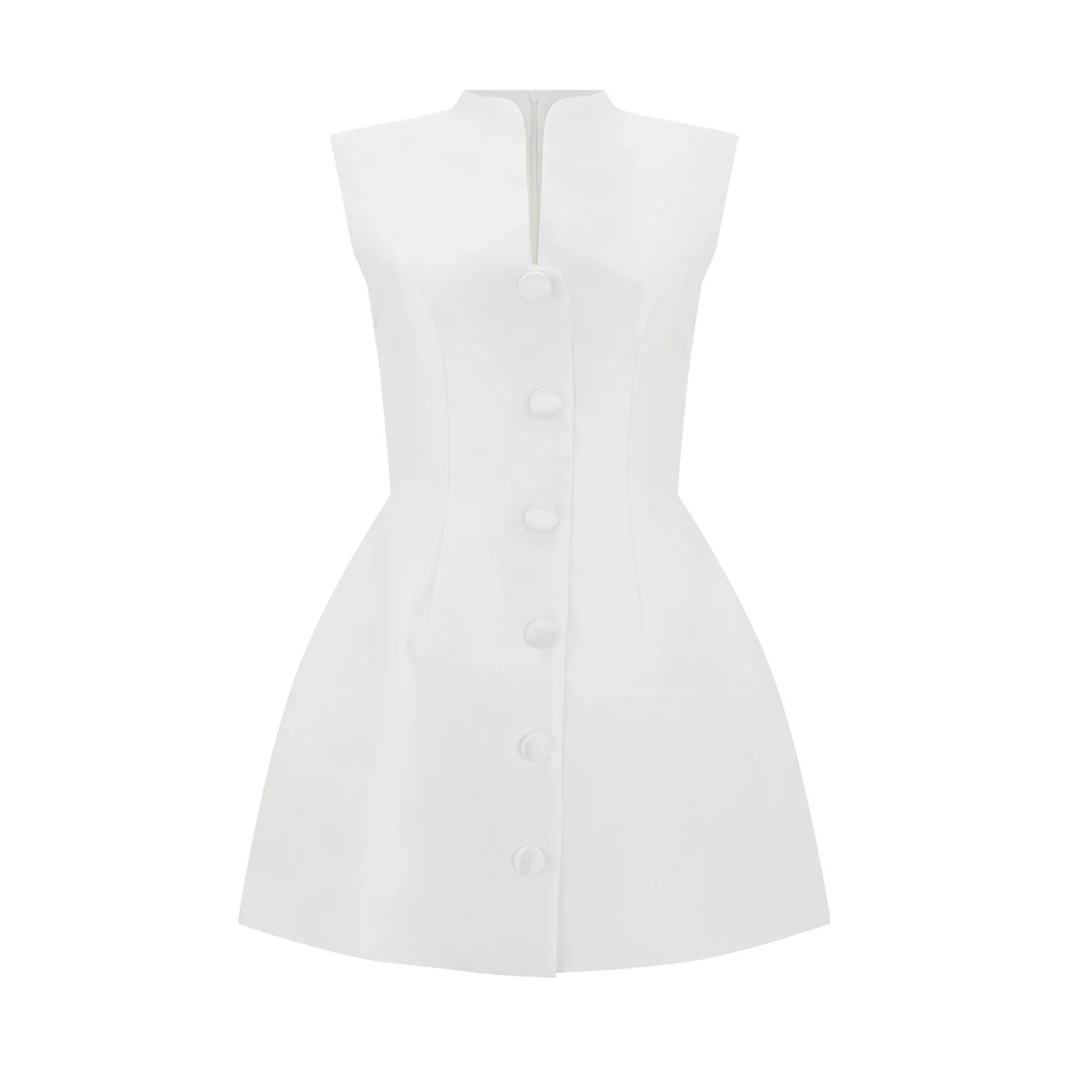 Satin Buttoned Mini Dress - Image 6