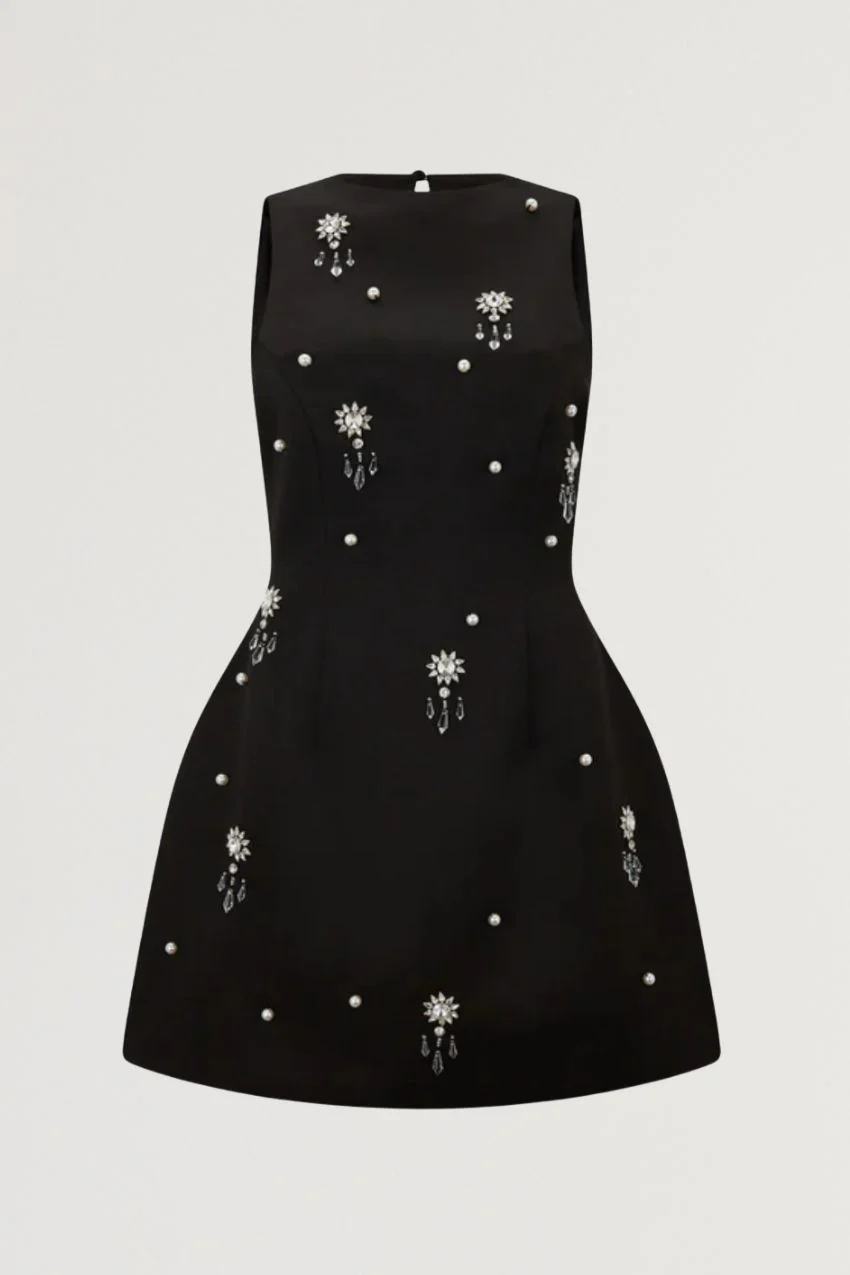 Satin Crystal Mini Dress - Image 6