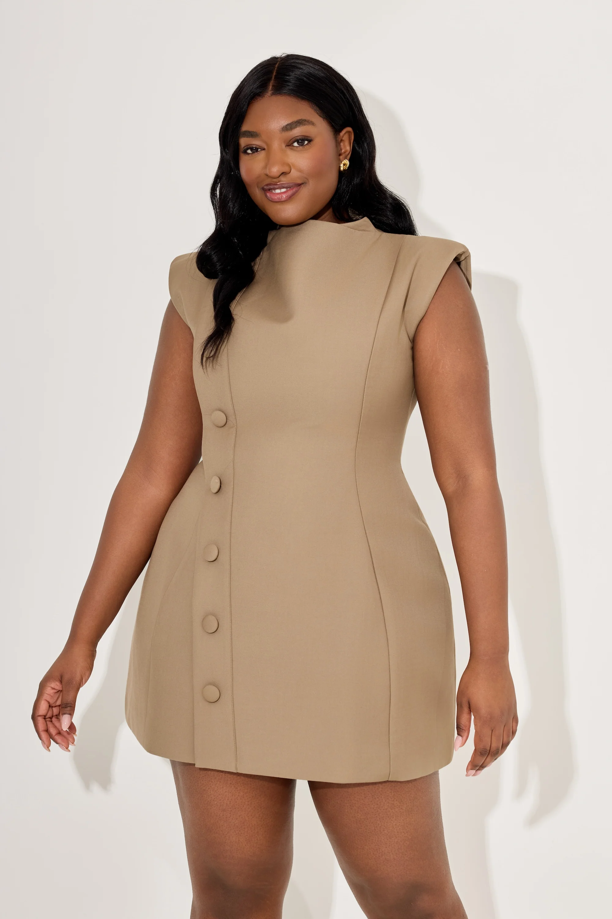 Sleeveless Button Detail Mini Dress - Image 6