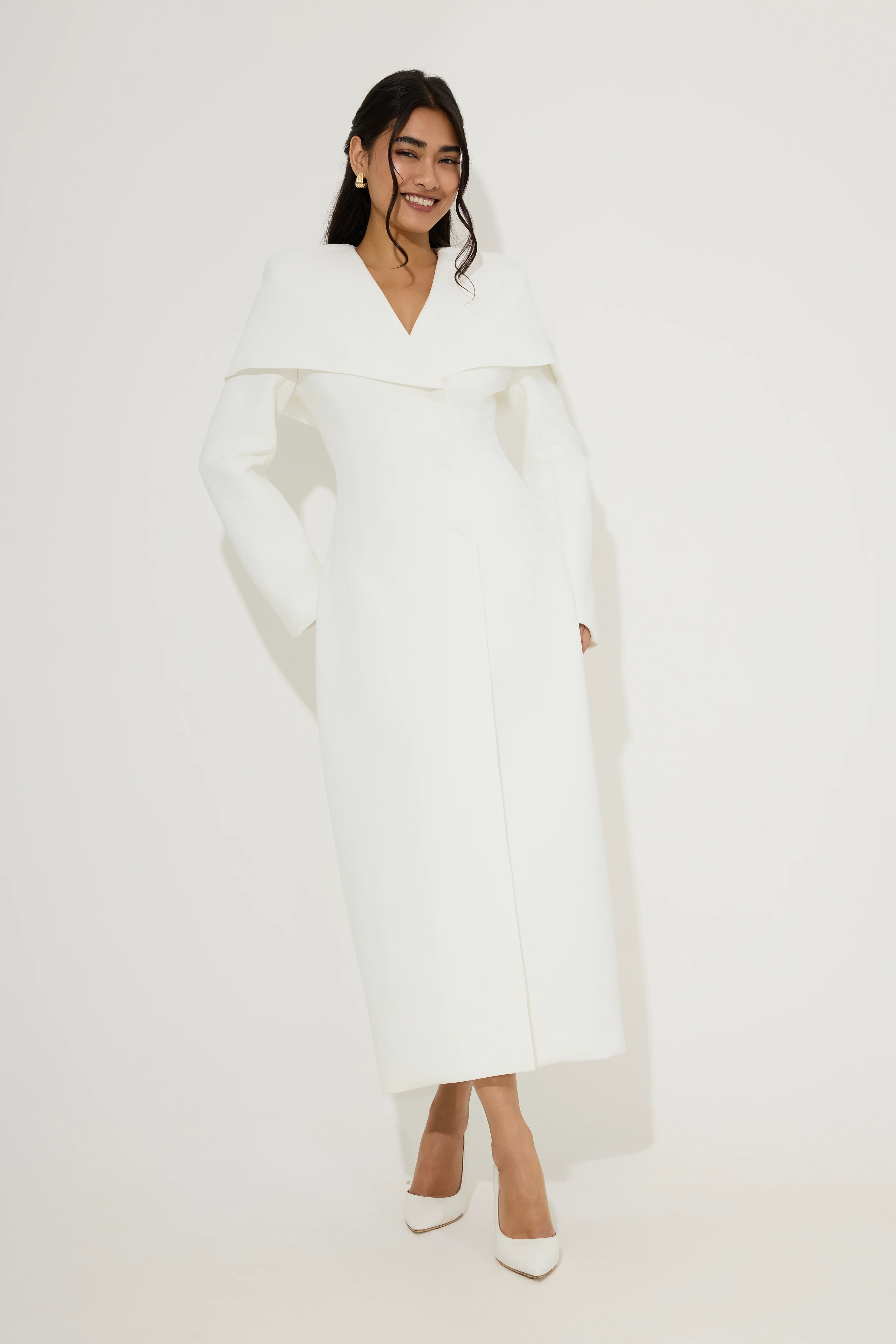 Statement Collar Midi Dress