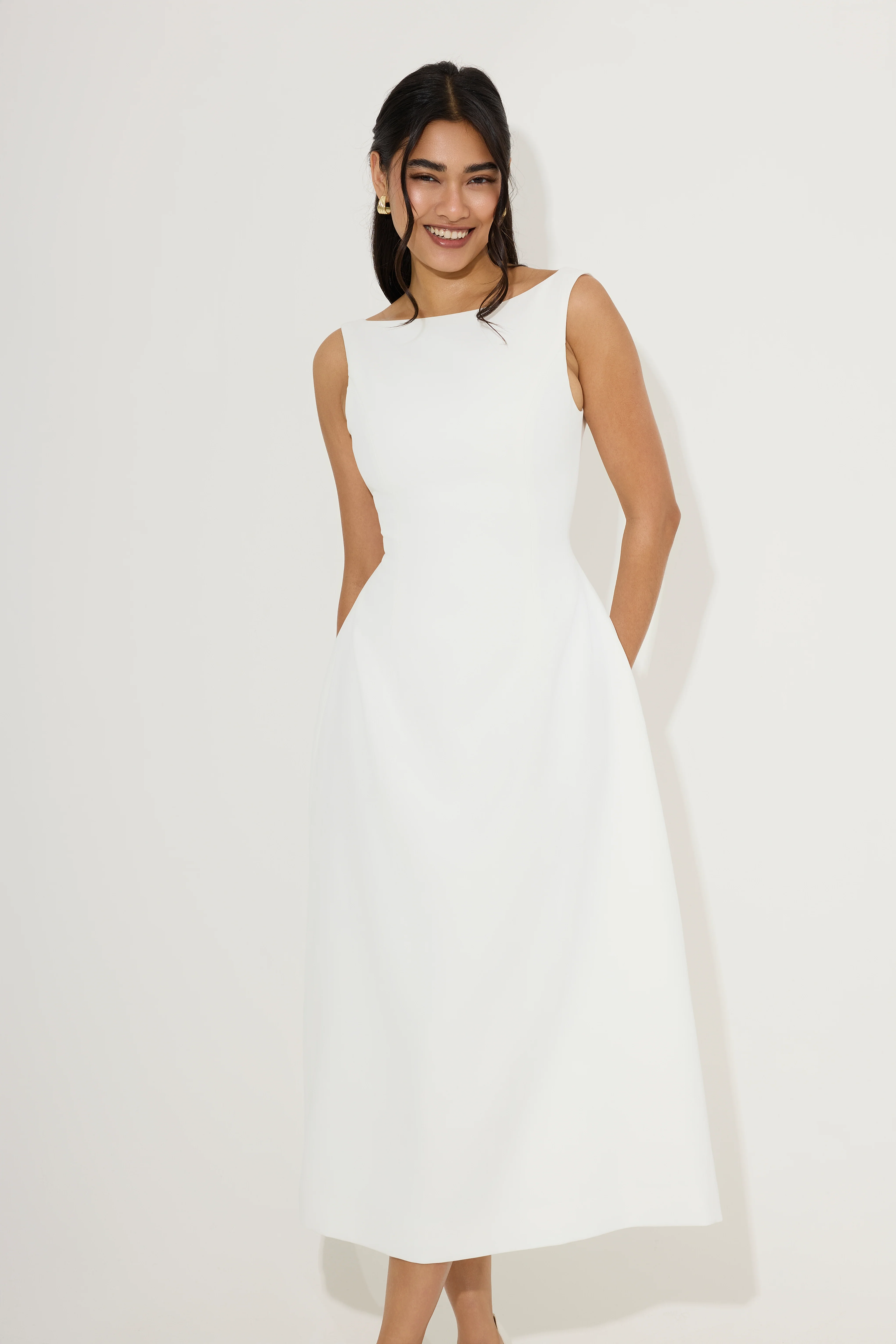 Straight Neck Midi Dress - Image 3