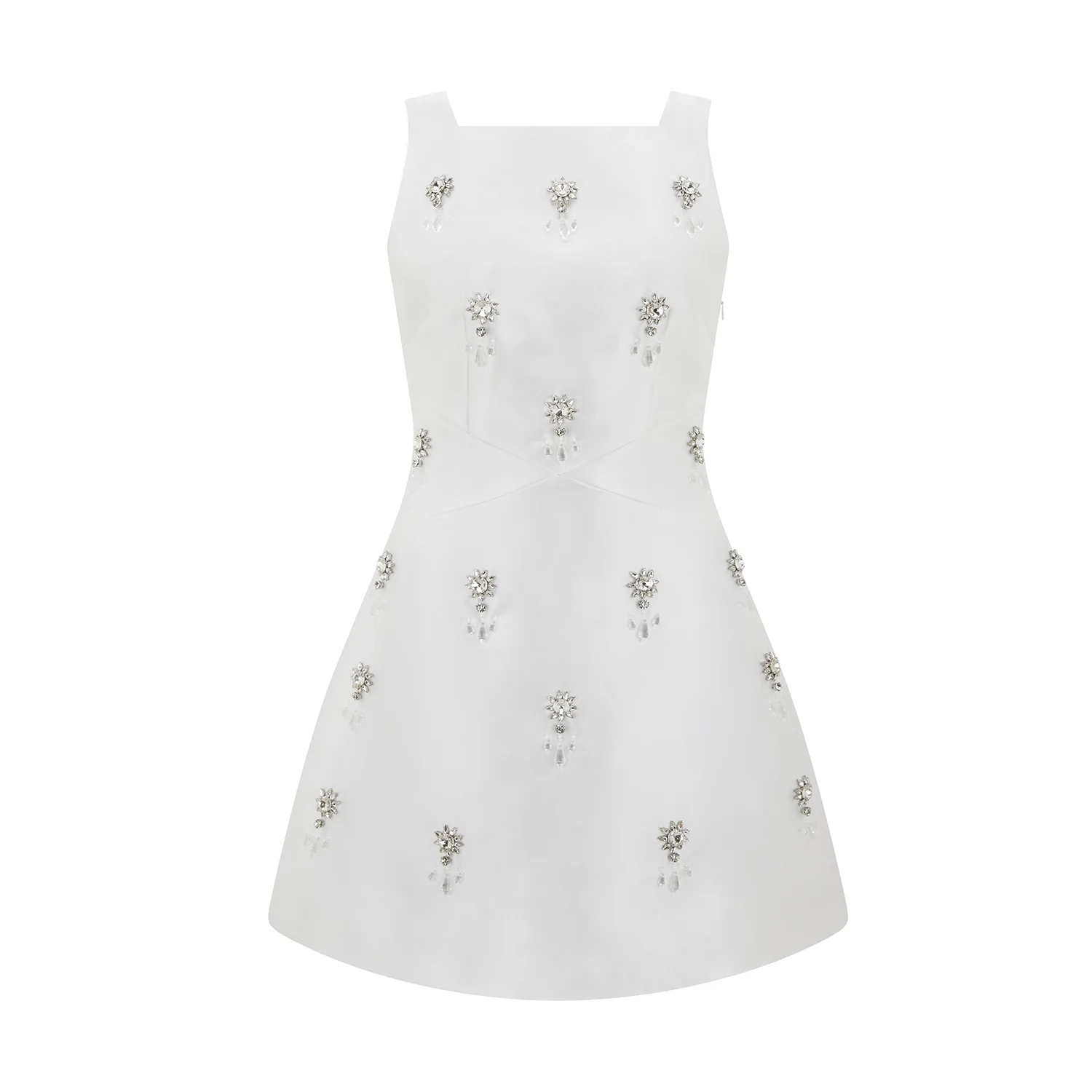 V-Back Satin Crystal Mini Dress - Image 6