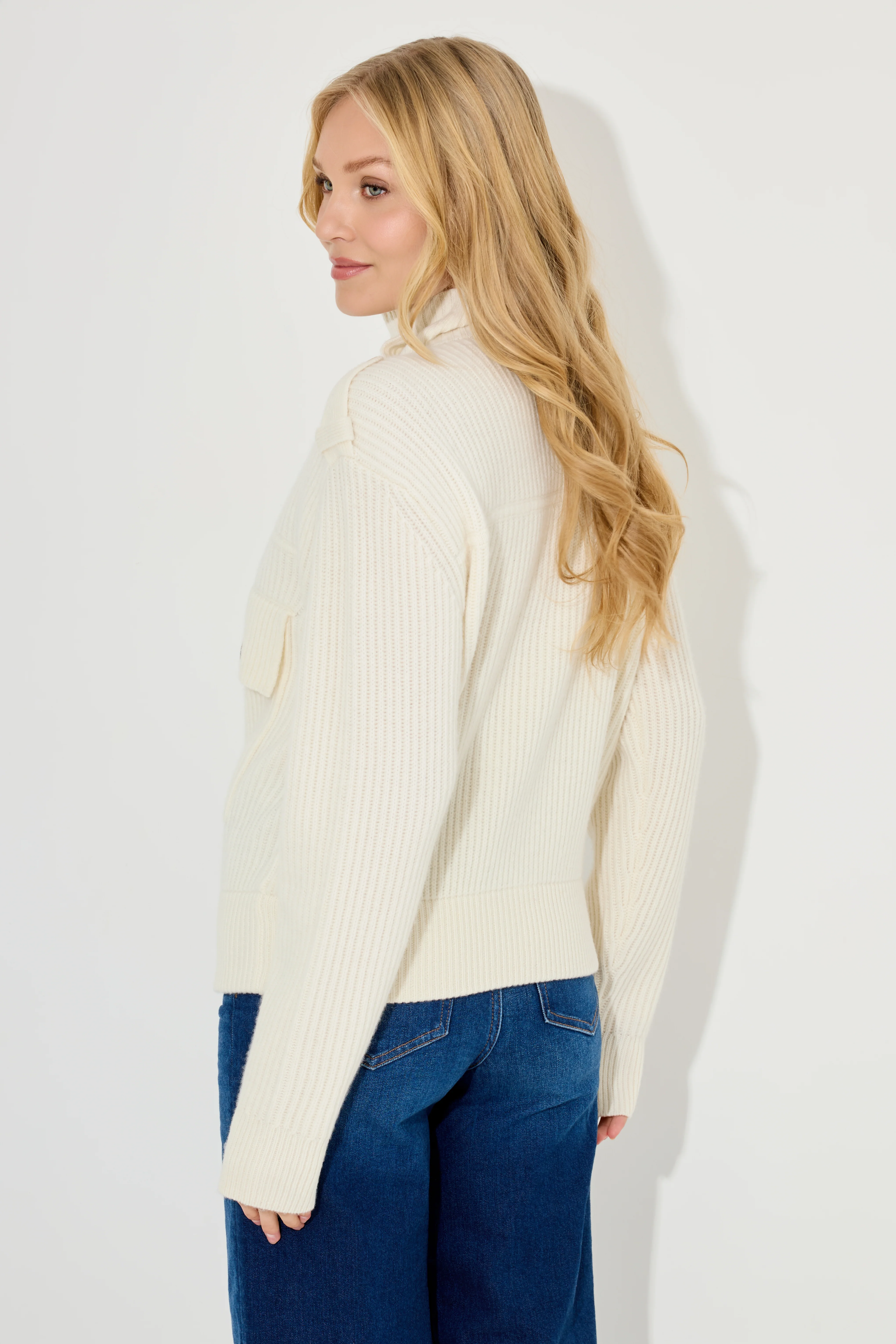 Wool High Neck Cardigan - Image 4